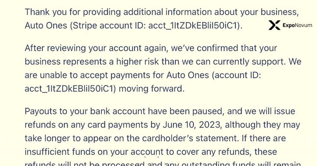 Stripe Merchant Account Blocked